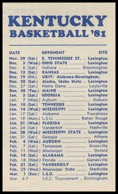 1980-81 Kentucky Schedules